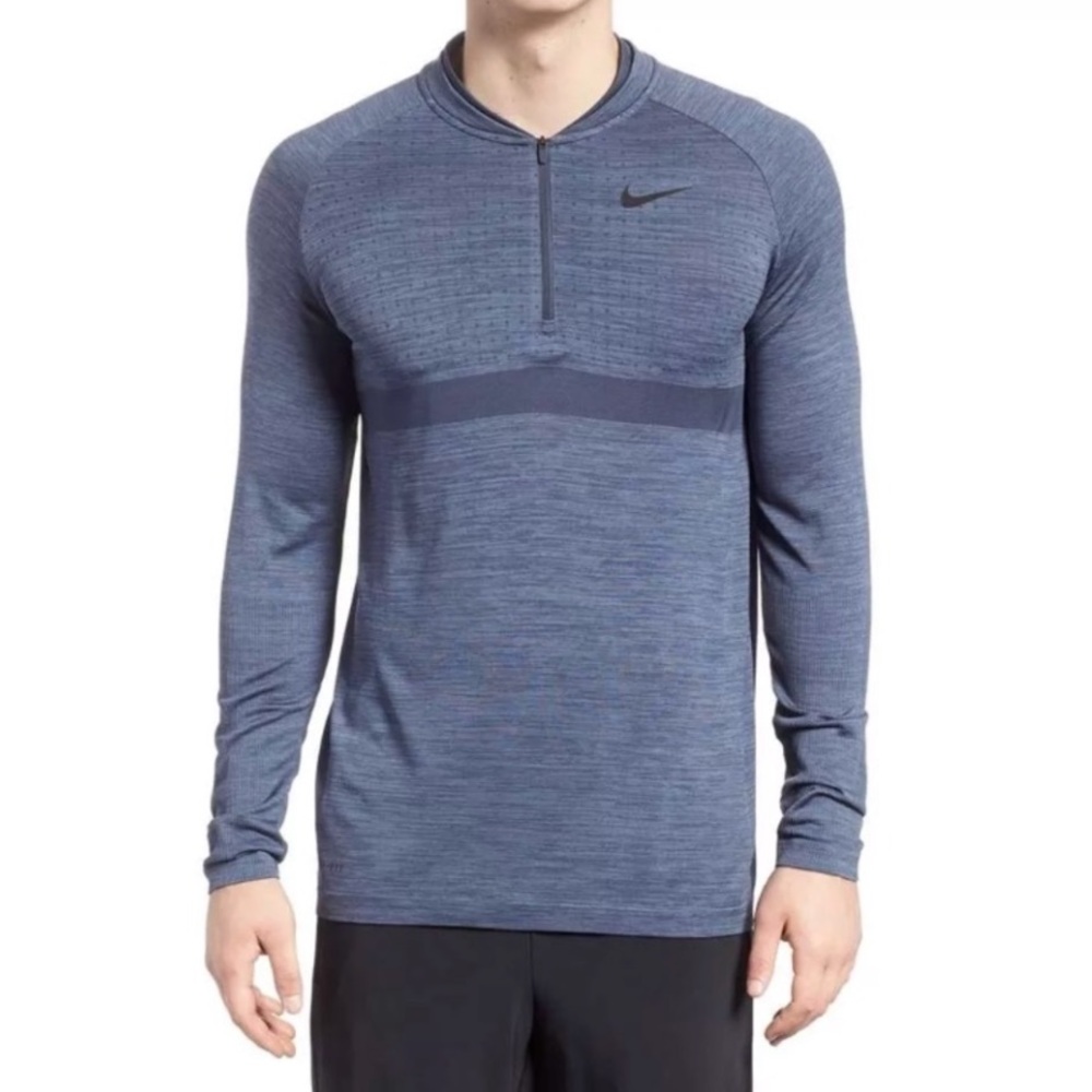 Nike Men's Long Sleeve Shirt - Blue and Black